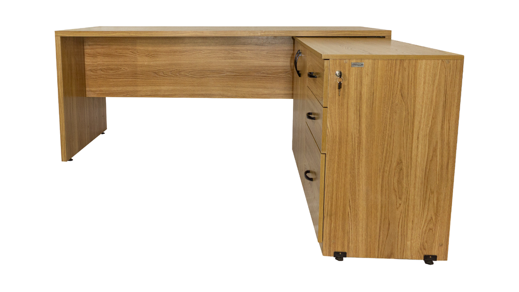 ESCRITORIO EJECUTIVO EN L CON MUEBLE DE APOYO INCORPORADO - TIPO 2